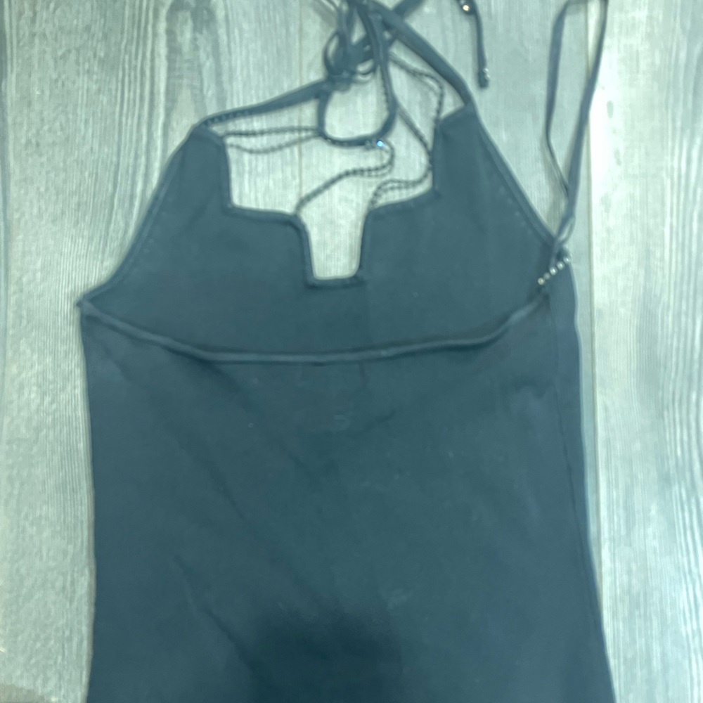 Black rhinestone embellished top...halter tie